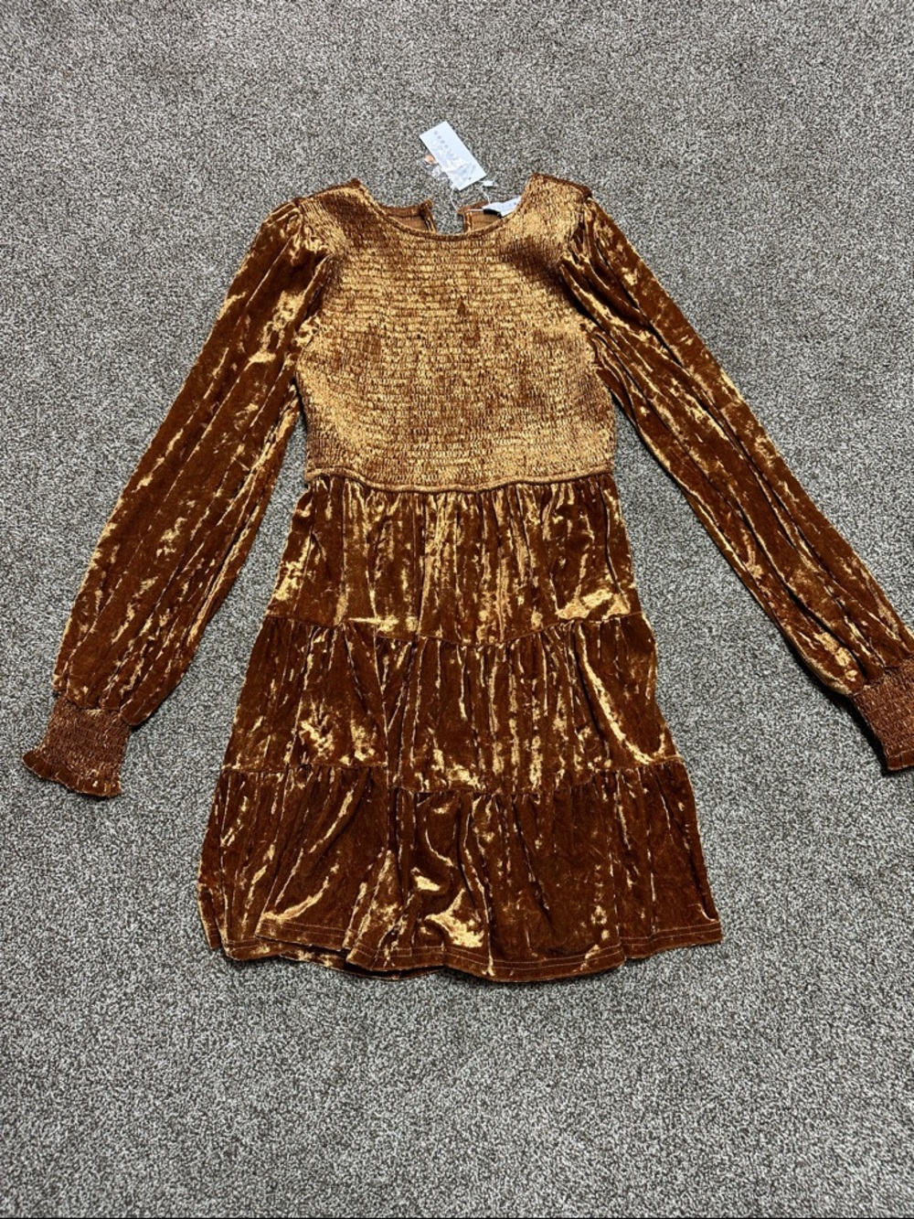 Baltic born long sleeve copper velvet dress medium NWT